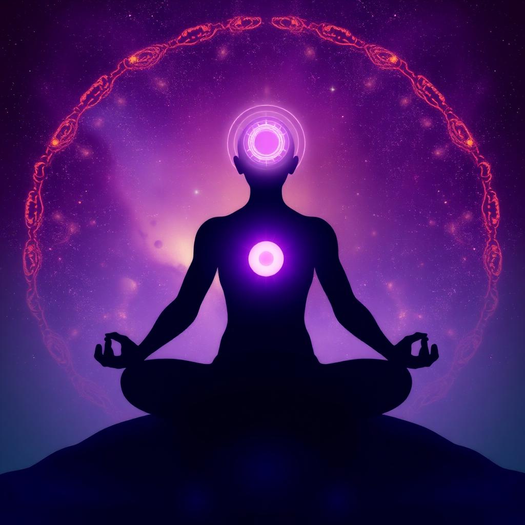 Meditator with activated third-eye chakra